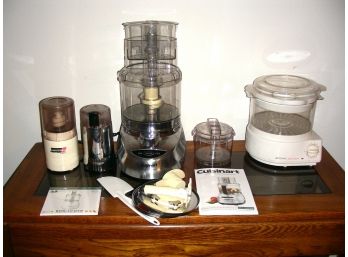 Small Kitchen Appliances: 9 Cup Cuisinart, Black And Decker Steamer, Herbie Jr. And Mr. Coffee Grinders