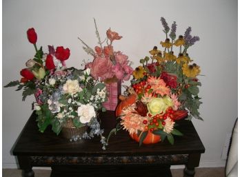 Lot Of 5 Faux Floral Arrangements