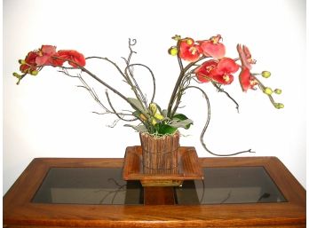 Floral Silk Centerpiece In Bamboo Tray