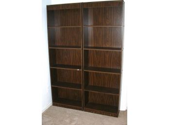 Pair Of Five-Shelf Bookcases