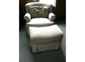 David W. GIlbert And Associates Upholstered Swivel Rocker Chair And Matching Ottoman
