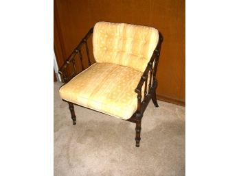 Bamboo-Style Arm Chair With Upholstered Back And Seat Cushions (1 Of 2)
