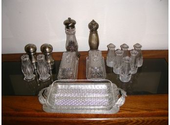 Salt And Pepper Shakers, Covered Butter Dishes, Hammered Aluminum Tray