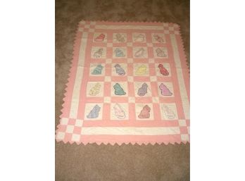 Vintage Baby Quilt With Dogs And Cats