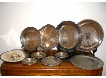 Round Silverplate Bowls And Trays - 10 Pieces