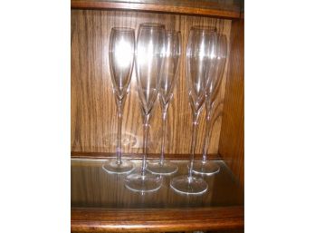 Set Of 5 Champagne Flutes, Glass Card Tray, Toothpick Holder