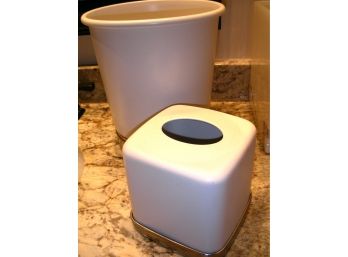 Bathroom Accessories: Waste Basket And Matching Tissue Box Cover