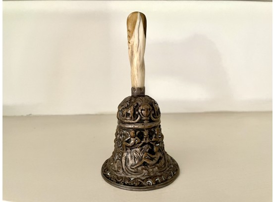 Exquisite Silver Plated Gorham 'Old Florentine Bell' With Carved Handle - 19th Century