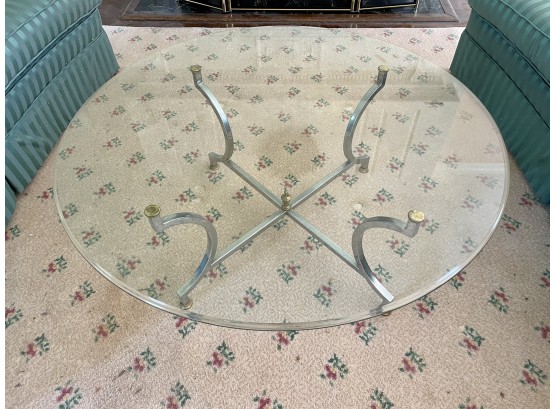 Chrome 40' Round Glass Top Coffee Table