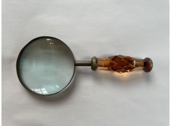 Vintage Magnifying Glass With Amber Crystal Handle