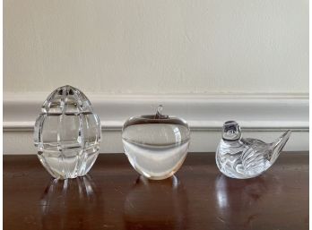 Three Crystal Paperweights Including Tiffany & Co And Waterford