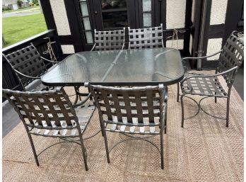 Glass Top Patio Table With Six Arm Chairs