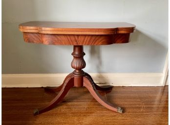 Vintage Flip Top Table With Acanthus Leaf Design Legs & Brass Paw Feet