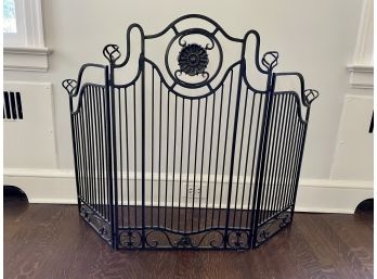 Iron Fireplace Screen With Floral Medallion Center