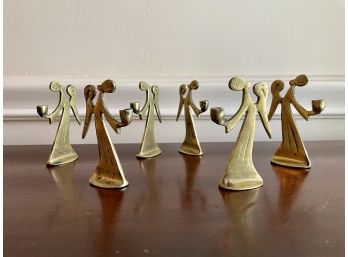 Brass Angel Form Small Taper Candle Holders