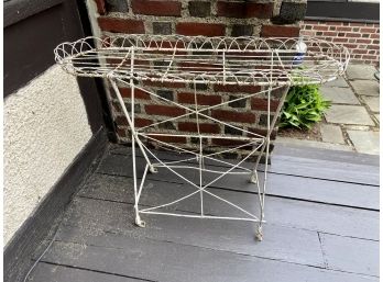 Victorian Era White Painted Metal Plant Stand