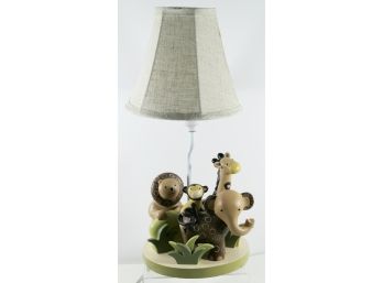 Lambs & Ivy Child's Jungle Theme Bedroom Lamp & Shade - Elephant, Giraffe, Monkey & Lion - Like New