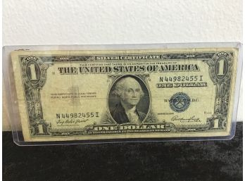 Silver Certificate One Dollar Series 1935 E Serial # N44982455I