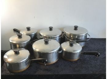 Vintage Revere Ware Copper Bottom Pots And Pans