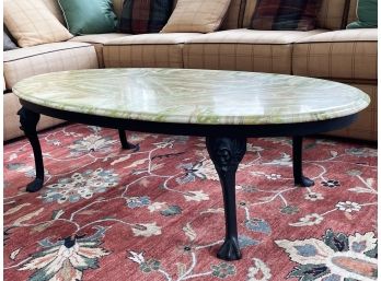 A Gorgeous Vintage Cast Iron And Onyx Coffee Table, Signed Muller's