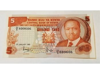 1981 Kenya 5 Shillings Banknote Uncirculated