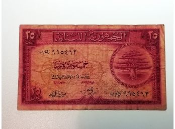 1950 Lebanon 25 Piastres Banknote
