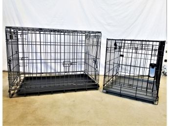 Two Folding Dog Crates Medium And Large