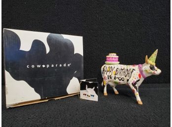 Adorable Cow Parade - Happy Birthday To Moo Figurine In Box