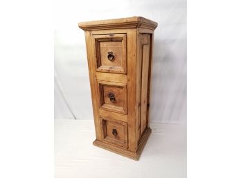 Mexican Pine Wood Three Drawer Small Chest