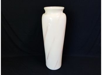 Dramatic Tall Fiberglass Floor Vase Cream Color With Maroon Accents