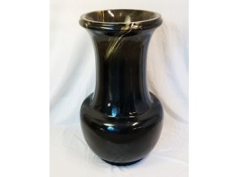Extra Large Black Fiberglass Marble Swirl Floor Vase