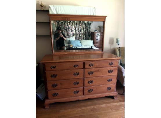 Traditional Hard Wood Dresser With Attached Mirror
