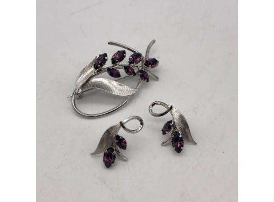 Sterling Brooch And Earrings Set, 3 Pieces, 6.5g