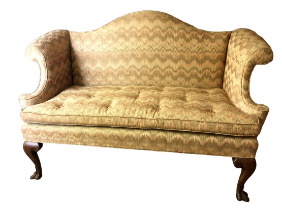 Vintage 1940s Clawfoot Tufted Back / Camelback Loveseat Sofa