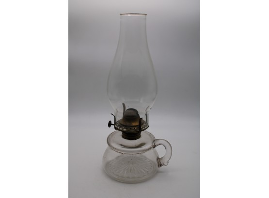 Antique Pressed Glass Oil Lamp, 11.5'