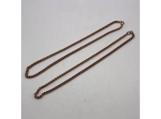Vintage 14k Thick Oversized 'rope' Gold Chain Necklaces, 2 Pieces, 44.5g