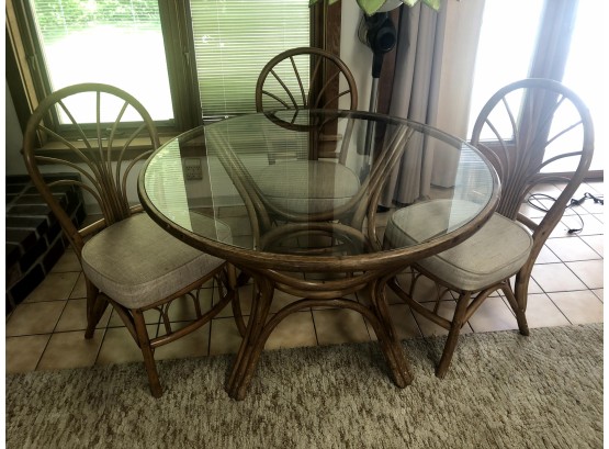 Rattan Breakfast Table And 4 Chairs, 5 Pieces
