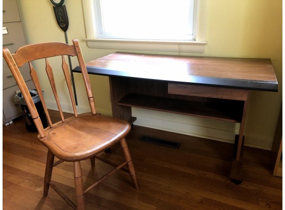Small Wood Computer Desk And Chair, 2 Pieces
