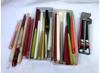 Large Selection Of Vintage Wax Candles, 28 Pieces
