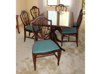 Red Lion Furniture Co. English Style Two Pedestal Mahogany Dining Table And Chairs, 7 Pieces