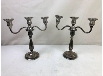 Vintage Sterling Weighted Candleabras, 2 Pieces