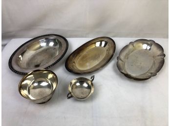Lot Of Silverplate Bowls / Trays, 5 Pieces