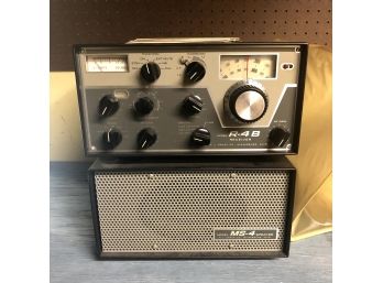 Vintage Drake Ham Radio Receiver Model (R.4B) And Speaker (Model MS.4), 2 Pieces
