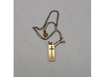 Vintage 14k Gold Cross Necklace, 3g