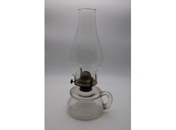 Antique Pressed Glass Oil Lamp, 11.5'