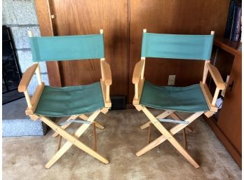 Wood And Canvas Directors / Cast Chairs, Set Of 2