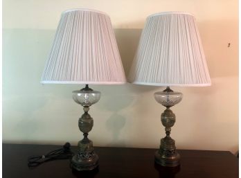 1940s Vintage Alabaster Lamps 33', Set Of 2