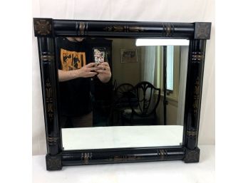 1960s Genuine Hitchcock Mirror, Black W/ Stenciled Designs And Unique Print!