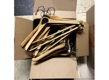 Box Of Wooden Hangers, 18 Pieces