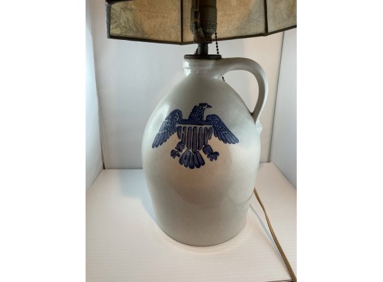 Rare Vintage Large Yorktowne Lamp With Historic Toille Scene Shade